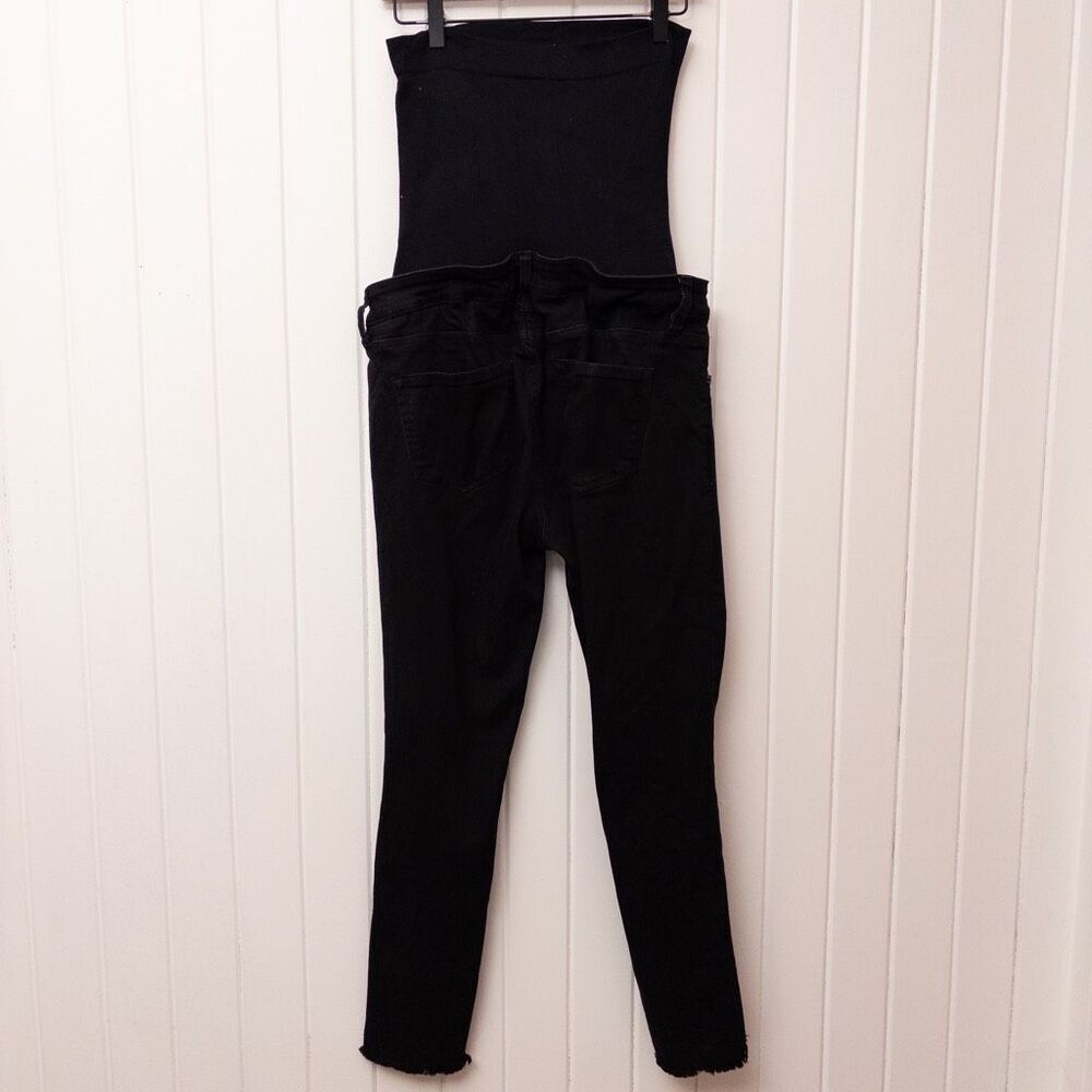 Blanqi Maternity Denim Jeans Black Skinny Over-Belly Panel Distressed Size 14 - Picture 5 of 9